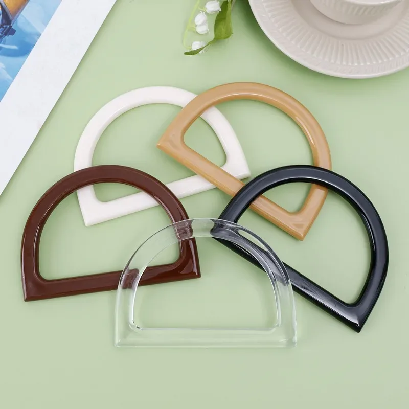 2 poignées de sac en forme de d tendance, accessoires de remplacement diy pour sacs à main, sacs fourre-tout, sacs à bandoulière, en bois et résine