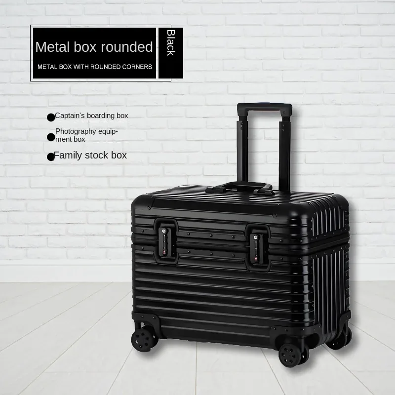 étui capitaine tout en alliage d'aluminium et de magnésium, valise de cabine pour appareil photo d'affaires, bagages en métal de 18 pouces, valises de voyage 20/22 pouces