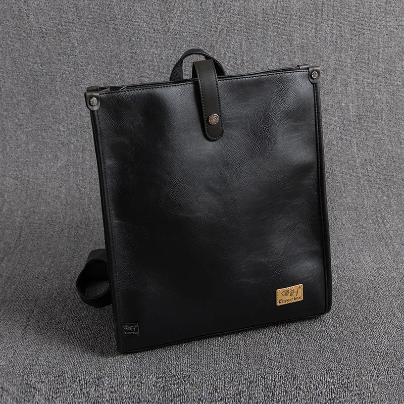 nouveau sac à dos pour homme de style japonais en cuir pu, grande capacité, rétro, carré, sac d'étudiant, sac à dos tendance pour jeunes, sac à dos pour ordinateur