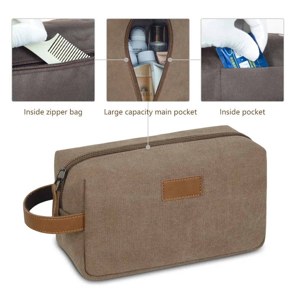 trousse de toilette multifonctionnelle en toile avec logo personnalisé, sac de voyage pour hommes, trousse de rasage suspendue, trousse de toilette pour hommes