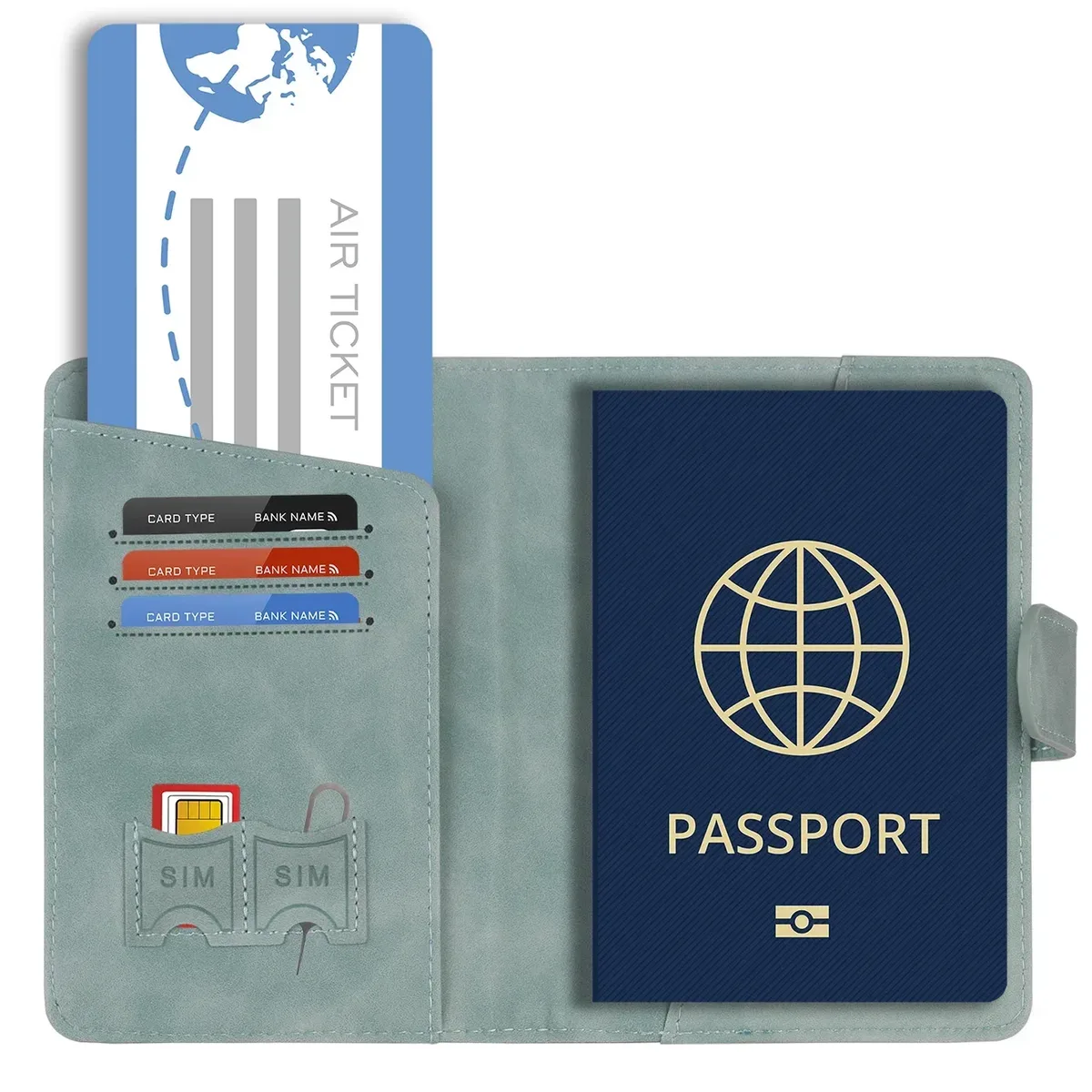 porte-passeport de voyage simple, étui portefeuille avec blocage rfid, étui pour cartes d'affaires en cuir pu, accessoires de voyage pour femmes et hommes
