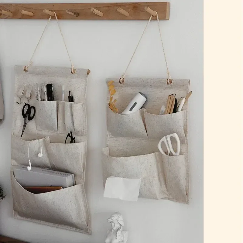 sac de rangement mural multi-poches transparent avec support pour téléphone - organisateur suspendu pour porte, placard, salle de bain en tissu non tissé