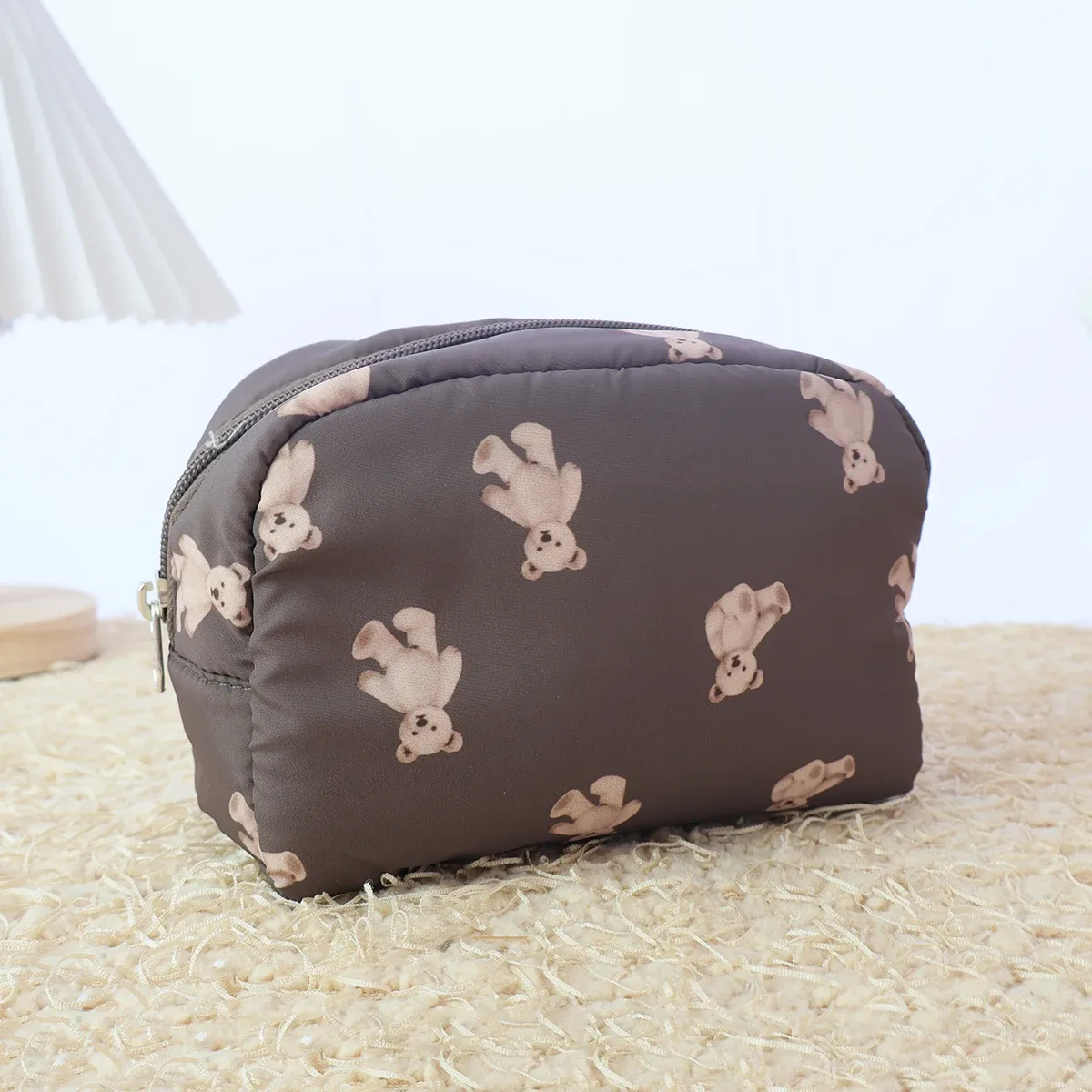 trousse de maquillage imprimée ours en peluche, grande capacité, organiseur de cosmétiques, sac de voyage portable, pochette de rangement multifonctionnelle pour articles de toilette