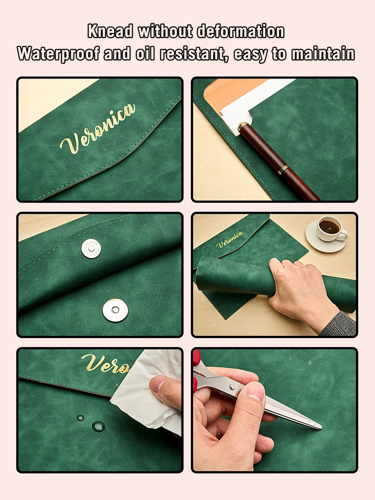 nom personnalisé a4 a5 dossier fermeture magnétique en cuir pu organisateur de bureau sac de documents d'affaires cadeau pour papa maman 6 couleurs