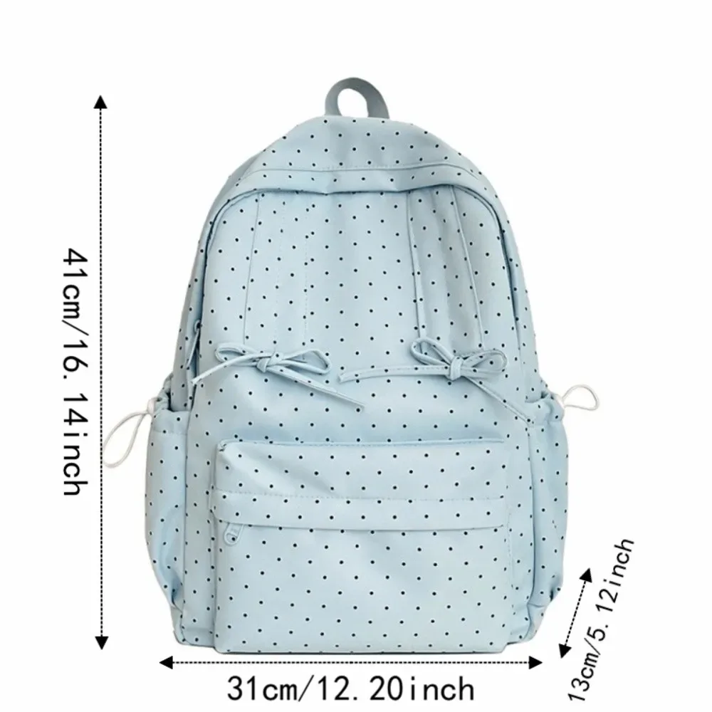 sac à dos mignon à pois avec nœud, grande capacité, minimaliste, léger, durable, pour étudiants, usage quotidien