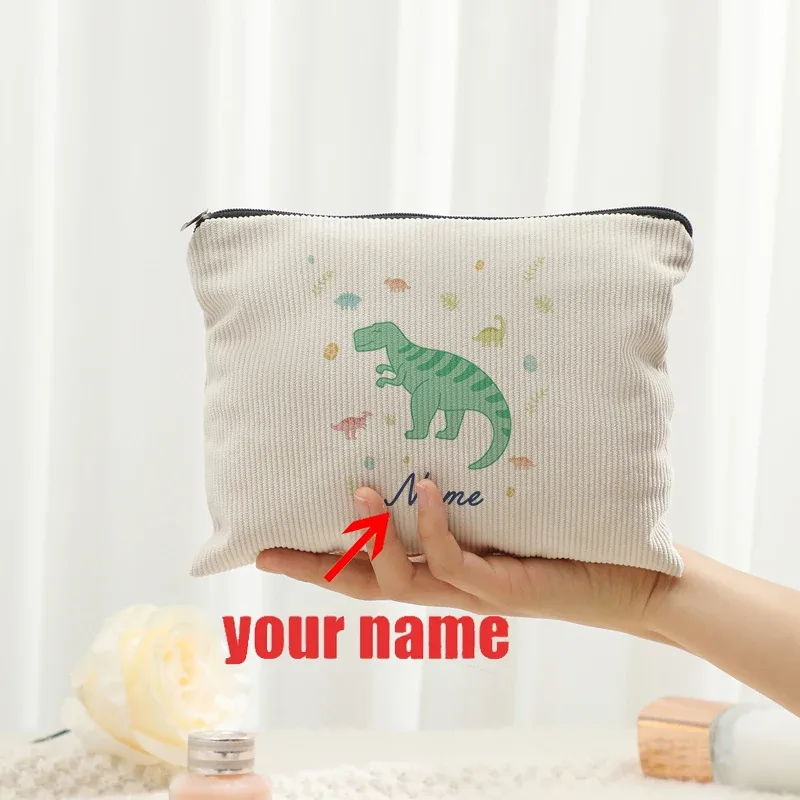 personnalisable avec nom sirène mignon arc-en-ciel nuages pastel dinosaure trousse de maquillage de toilette pour garçon filles enfants amis cadeaux
