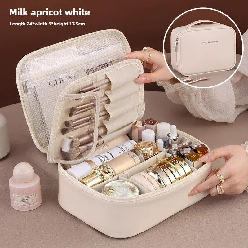 nouvelle trousse de toilette femme grande capacité, sac de maquillage portable de luxe pour voyage, pochette de rangement pour articles de toilette quotidiens