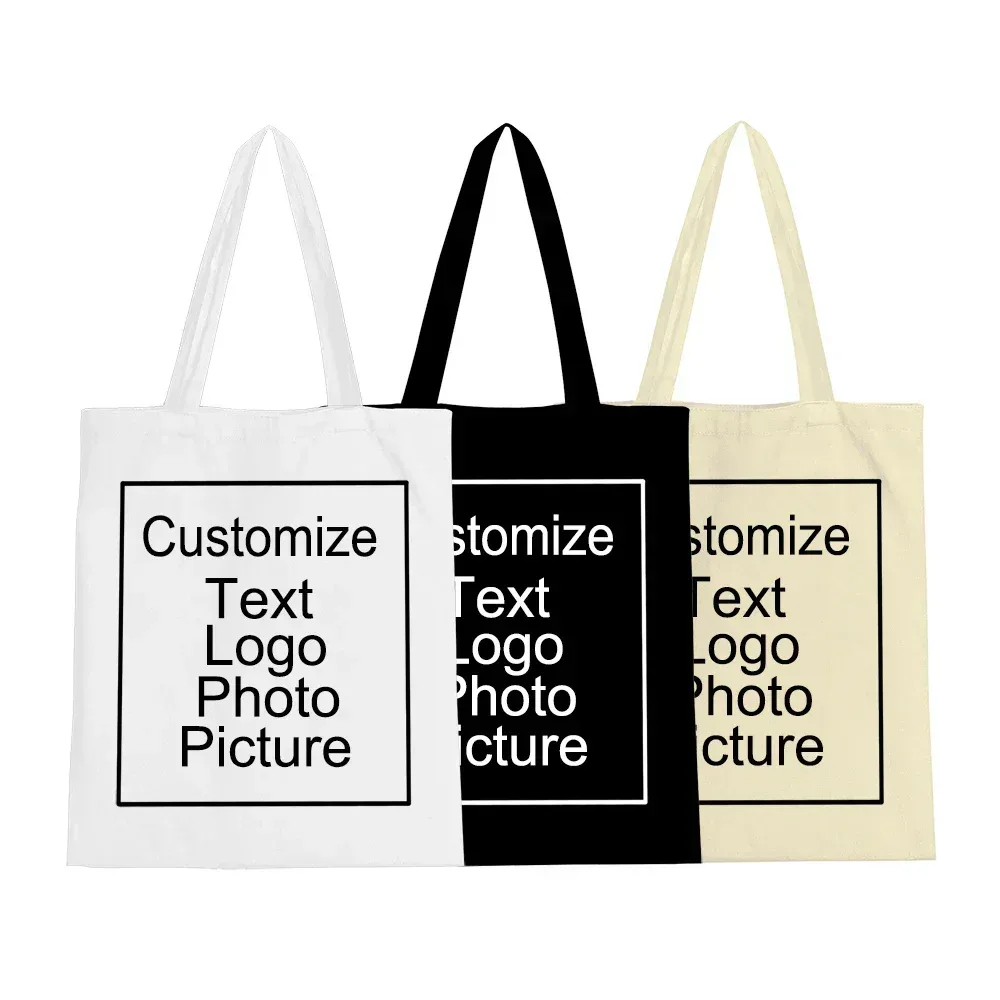 bricolage personnel personnalisé sac fourre-tout shopping ajouter votre logo imprimer conception originale mode voyage toile sacs à bandoulière femmes sacs à main