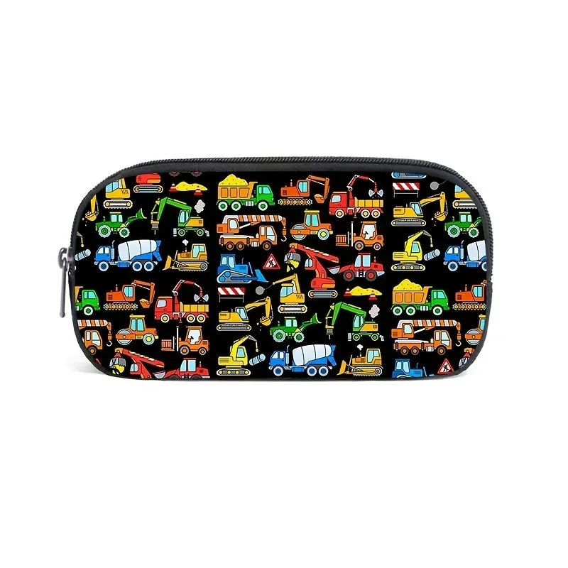 trousse cosmétique dessin animé ebtractor, camion de pompiers, sac de papeterie portable, boîte à crayons pour adolescents, fournitures scolaires