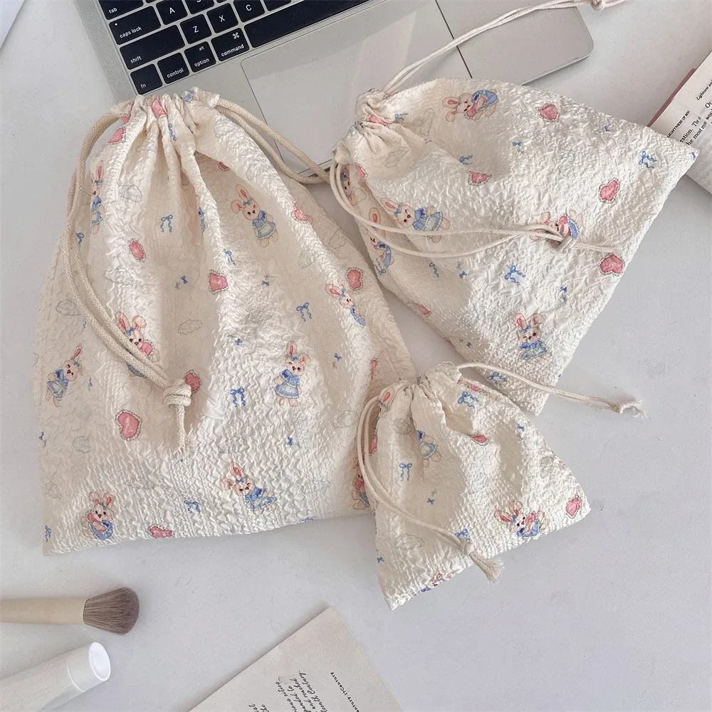 sac de maquillage à fleurs pour femmes, pochette kawaii portable pour articles de toilette, organisateur de rangement de cosmétiques, sac à cosmétiques de voyage, étui à cordon