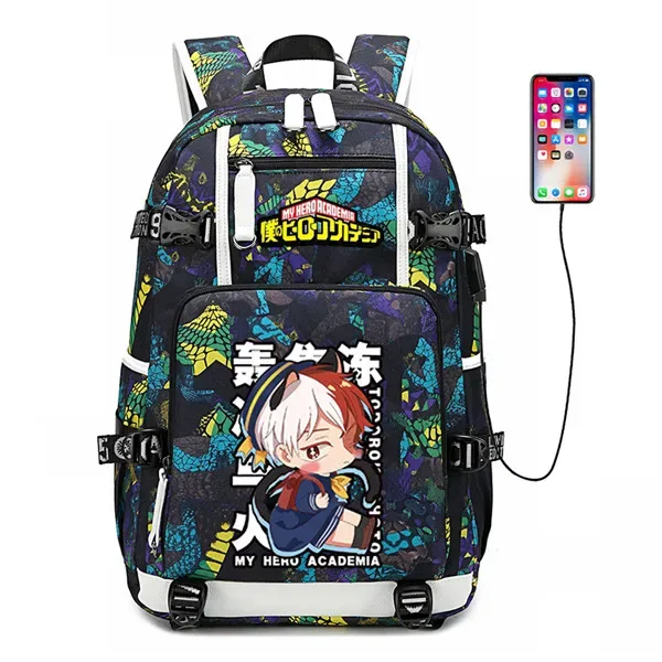 sac à dos de voyage grande capacité mha, sacs d'école imperméables pour garçons, sac à dos pour ordinateur portable avec chargement usb, sac à dos oxford pour cosplay