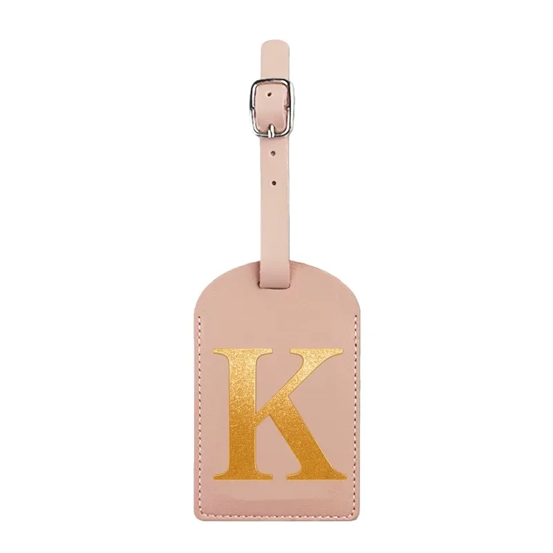 étiquette de bagage personnalisée avec nom, rose, avec motif de carte d'embarquement et initiales pour une identification facile