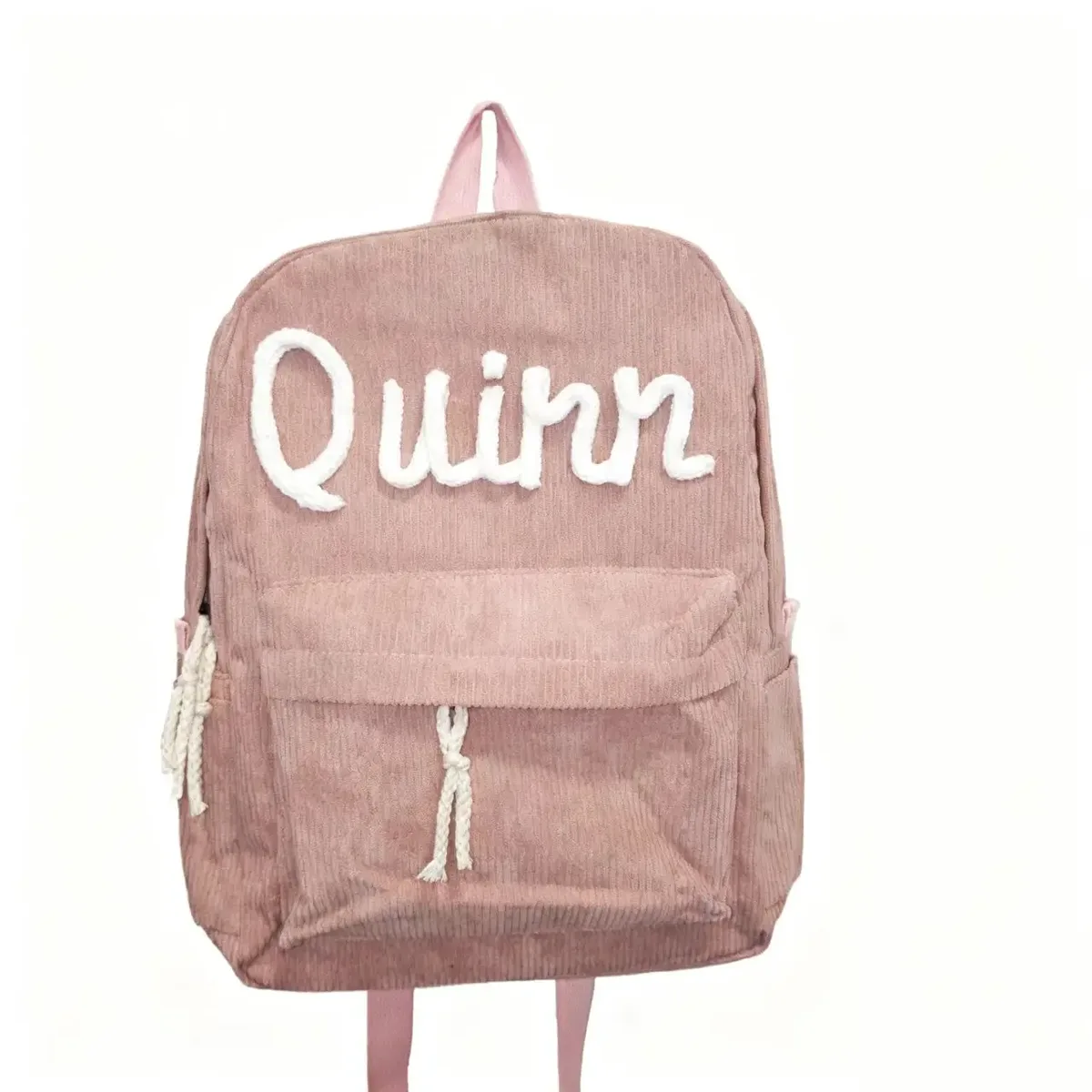 sac à dos personnalisé en velours côtelé pour hommes et femmes, lettres brodées à la main, sac à dos en tissu coloré, 1 pièce