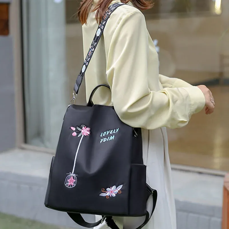sac à dos oxford étanche pour femmes, sac à dos brodé de grande capacité, sacs de voyage, nouveau sac d'école pour étudiantes, sac à dos décontracté pour dames