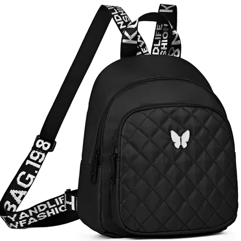 sac à dos matelassé multicolore pour femmes, avec accent papillon, pour les sorties quotidiennes, les déplacements quotidiens, sac décontracté léger et pratique