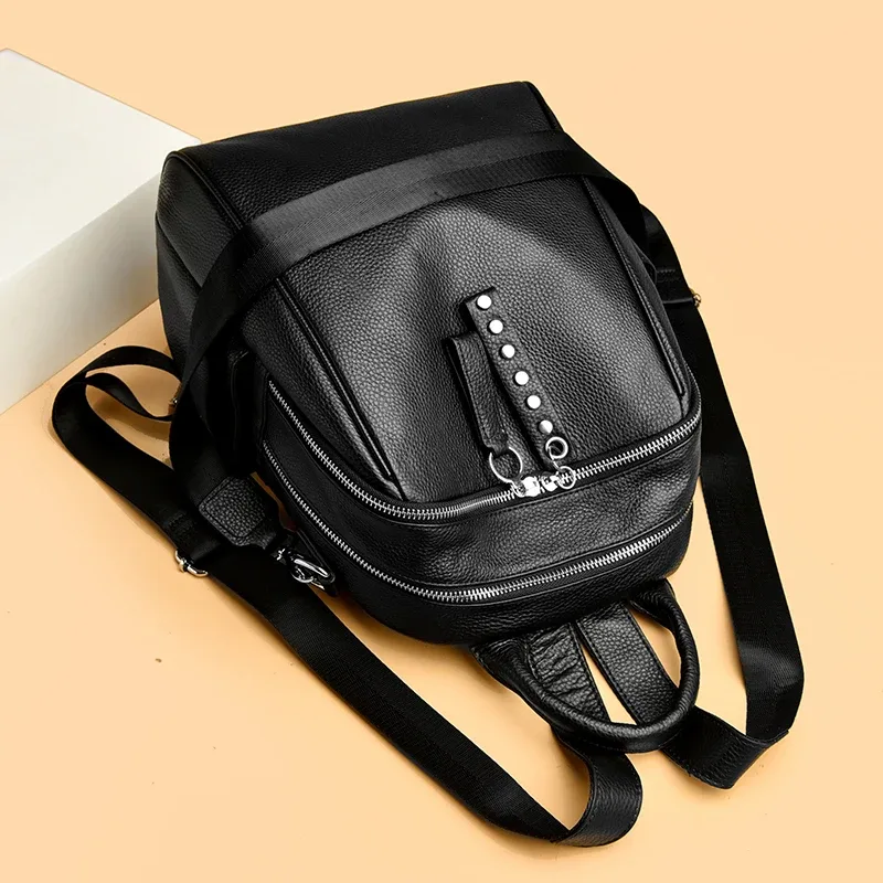 sac à dos en cuir véritable pour femmes, sac à dos décontracté pour filles, sac à dos pour dames, sacs à dos de voyage de grande capacité, sacs à dos en peau de vache
