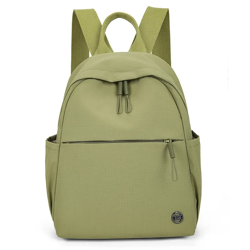 sac à dos tendance en nylon imperméable pour femmes, couleur unie, simple, loisirs, voyage, sacs à bandoulière pour adolescents