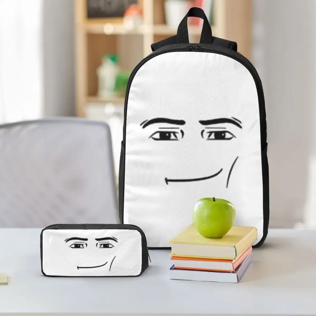 sac à dos the man face pour étudiants, garçons et filles, sac d'école, sac à bandoulière pour ordinateur portable, 3 pièces, sac à déjeuner isotherme, trousse à crayons