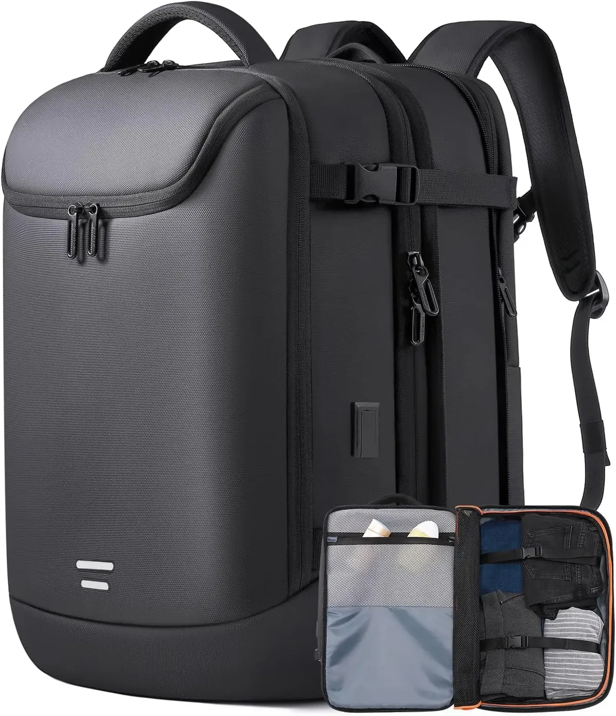sac à dos de voyage extensible de 40l à 50l avec 3 cubes d'emballage, pour ordinateur portable de 17.3 pouces, grande capacité, pour hommes et femmes