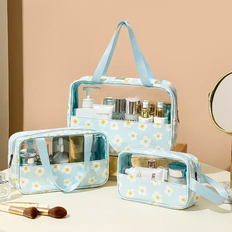 trousse de toilette femme 3 pièces translucide grande capacité – sacs de voyage essentiels pour cosmétiques et articles de bain