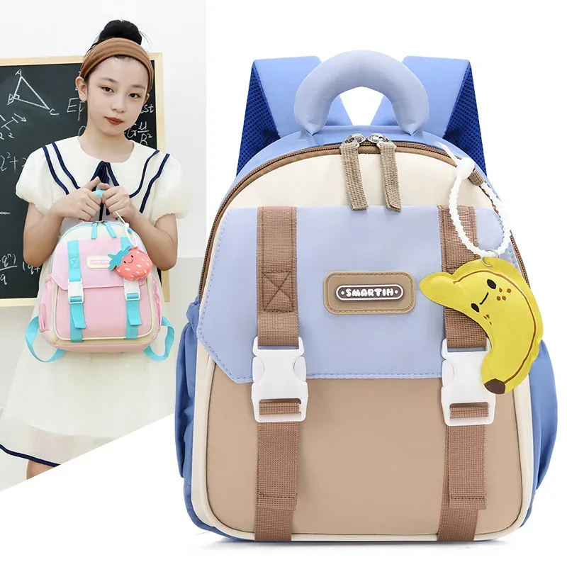 nouveau sac à dos grande capacité pour enfants, sac à dos maternelle garçons filles, sac à dos double épaule anti-pression avec blocs de couleurs