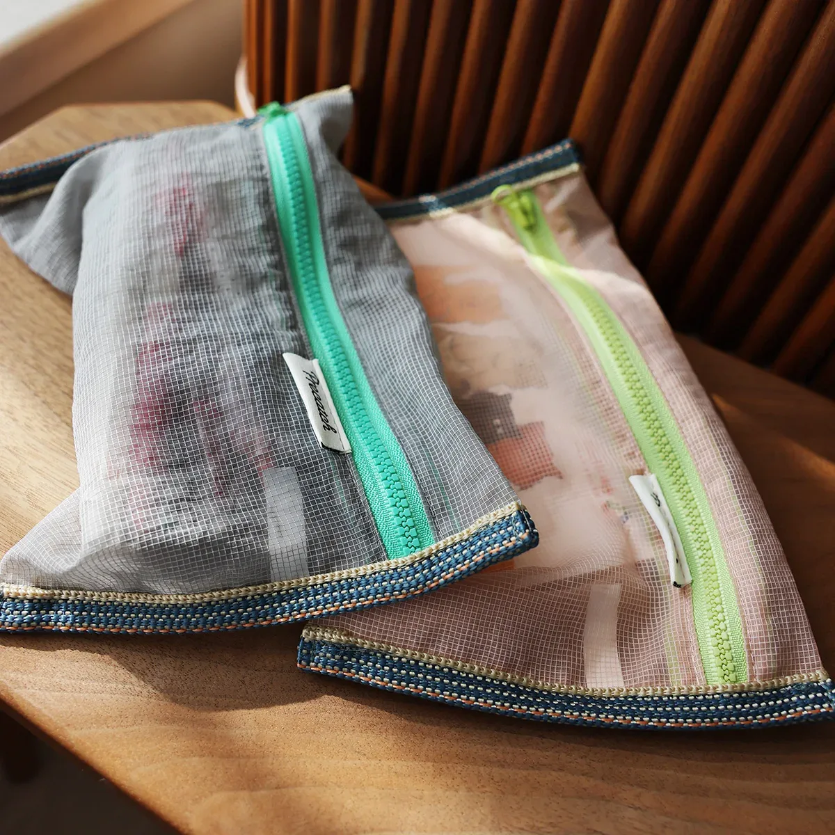 sac de rangement en nylon à mailles translucides, sac d'identification, sac de voyage pour billet, ligne de données, stylo, portable, mince, sac cosmétique, étui à crayons