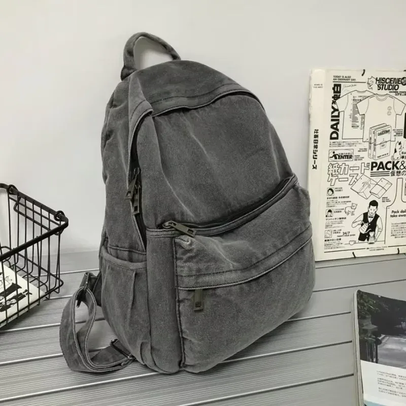 nouveau sac à dos en denim gris femmes loisirs voyage sortie sac à bandoulière femme mode cartables adapté aux garçons et aux filles mochila