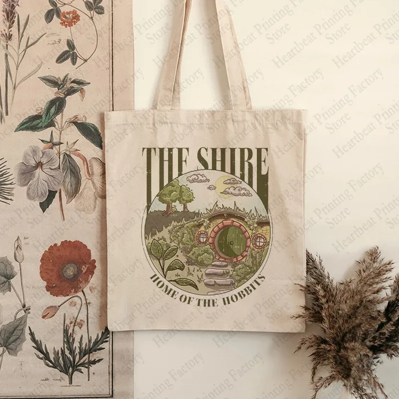 sac fourre-tout à motif shire, sacs à bandoulière en toile pour voyage, trajet quotidien, sac de courses réutilisable pour femmes, meilleur cadeau pour les amateurs de mouvements
