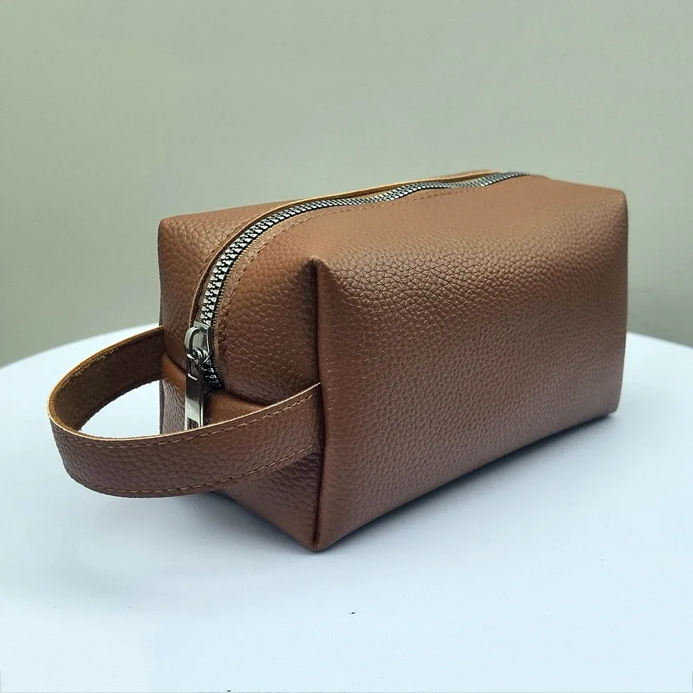 trousse de toilette de voyage portable en cuir pu, grande capacité, avec fermeture éclair, logo personnalisé, gravure de nom, vente en gros, luxe