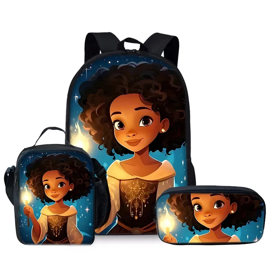 ensemble de trois pièces à motif de fille, sac à dos + sac à déjeuner + trousse à crayons pour garçons/filles, meilleurs cadeaux pour enfants, sac d'école pour ordinateur portable avec dessin animé 2d pour adolescents