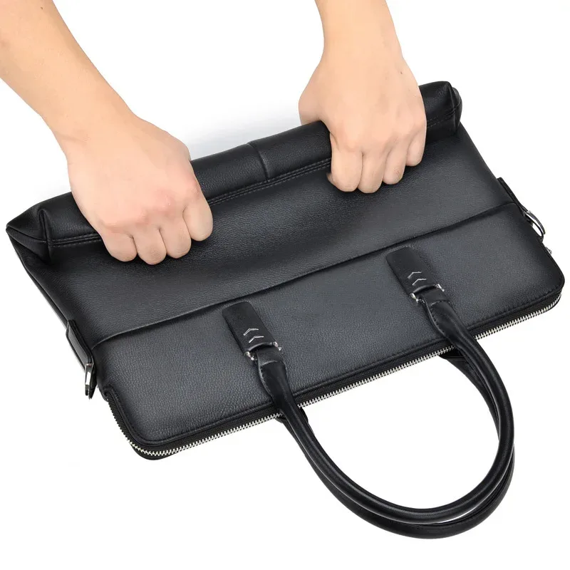 mallette professionnelle en cuir pour hommes, sac de bureau pour ordinateur portable de 14 pouces avec bandoulière, sac messager d'affaires étanche