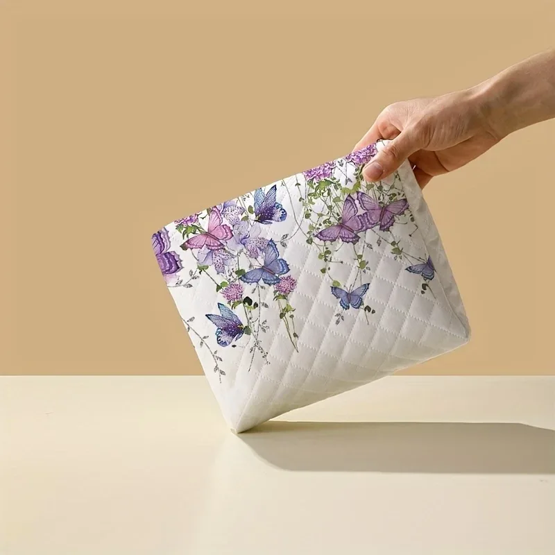 trousse de maquillage à motif papillon violet, sac de rangement de maquillage portable, sac de rangement multifonctionnel, sac de voyage léger, 1pc