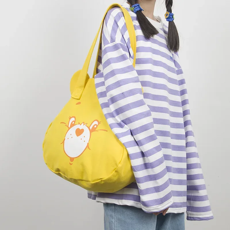 sac fourre-tout personnalisé pour femmes, filles, étudiant, personnalisé votre nom, sac en toile initié, sacs à main à bandoulière ours mignon, fourre-tout décontracté