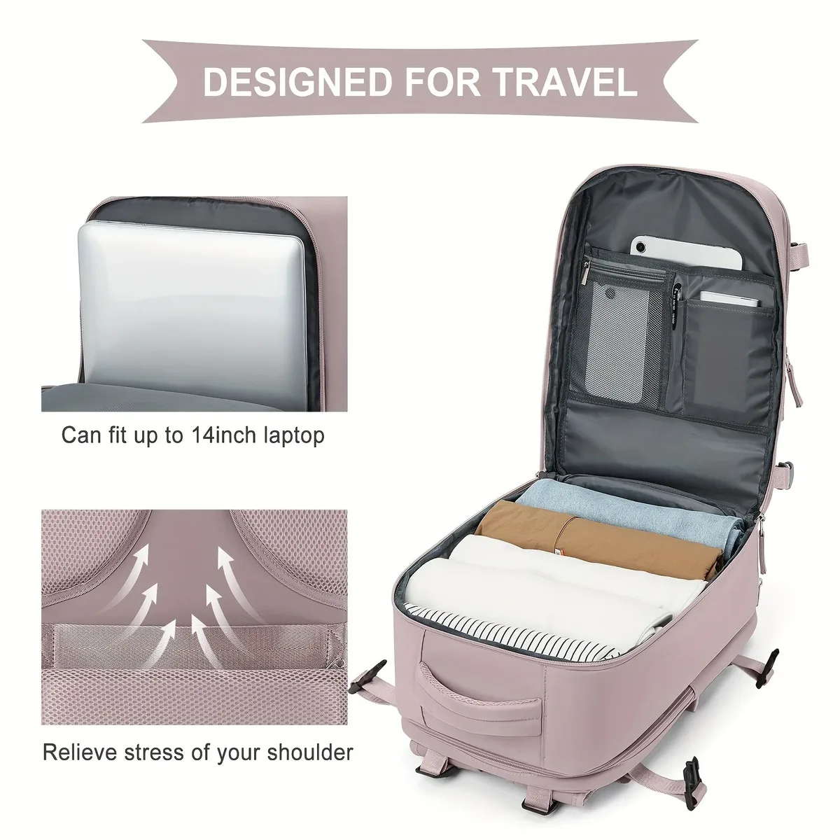 sac à dos grande capacité pour femme, séparation sec/humide, sacoche pour ordinateur portable, sac à dos multifonctionnel imperméable