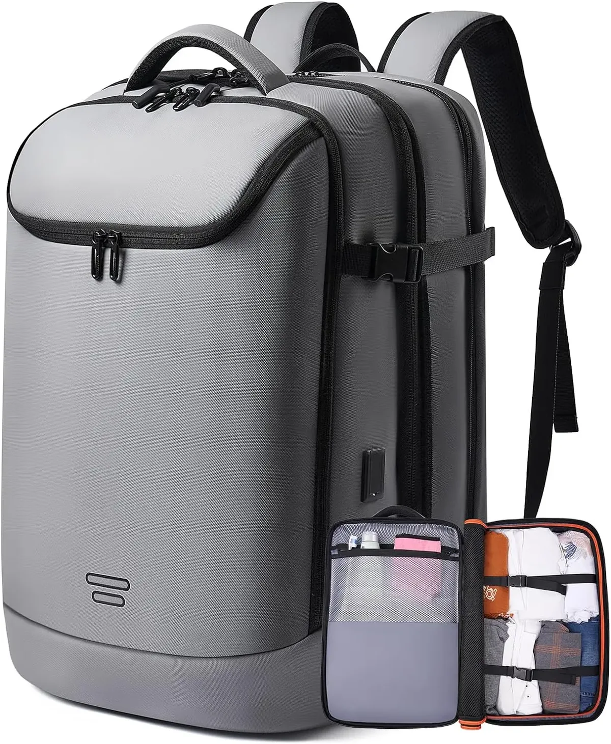 sac à dos de voyage extensible de 40l à 50l avec 3 cubes d'emballage, pour ordinateur portable de 17.3 pouces, grande capacité, pour hommes et femmes