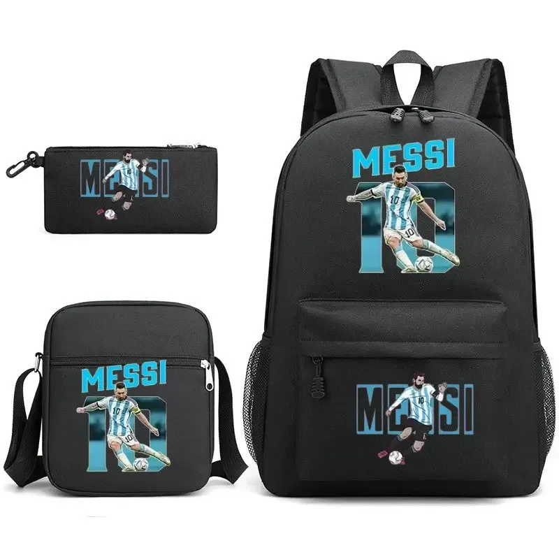 Sac à dos Messi léger et décontracté, grande capacité, pour femmes, hommes, étudiants, trousse à crayons, sacs à bandoulière, ensembles