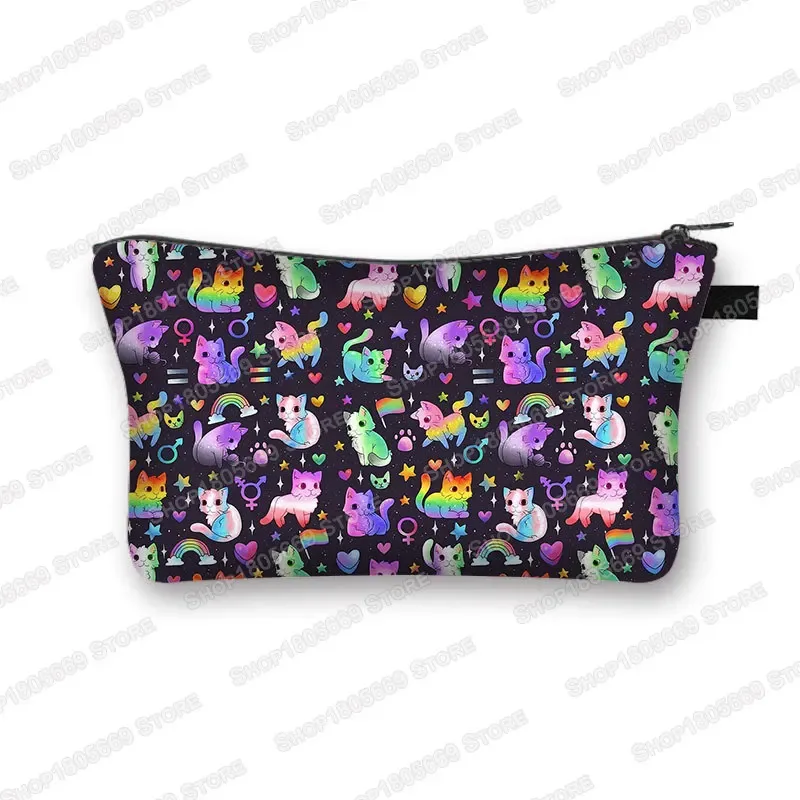 kawaii dessin animé chat chien trousse à cosmétiques mignon chaton chiot sacs de maquillage femmes sacs de toilette pochette rouge à lèvres pochette fille sac à cosmétiques