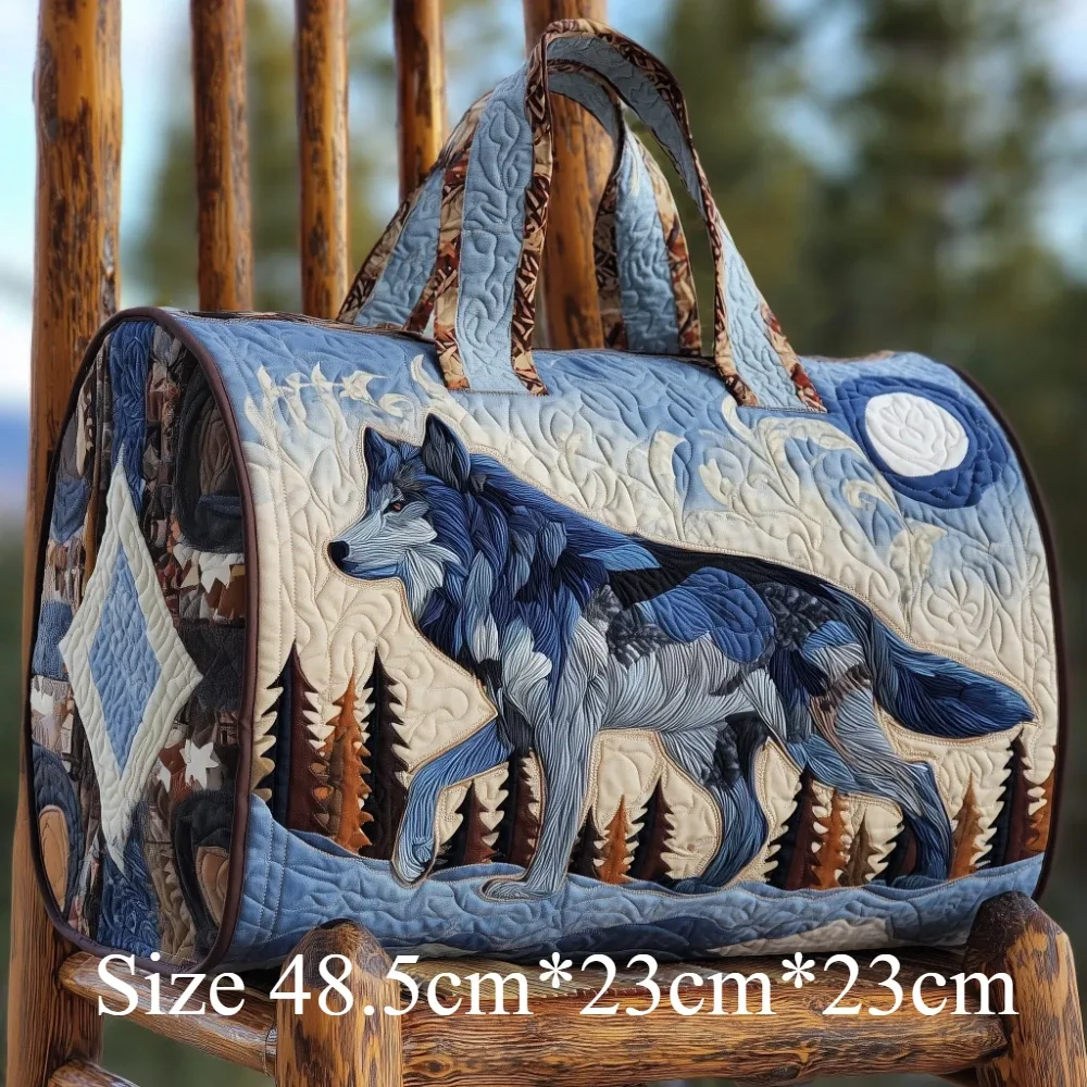 sac de voyage matelassé motif plume de loup, imprimé 3d spirit animal tribal, léger, bagage cabine pour week-end, aventure et sport