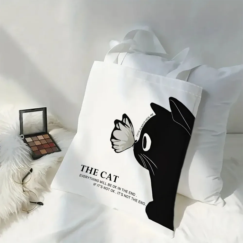 sac fourre-tout grande capacité kawaii chic avec animaux de dessin animé (chat, papillon, panda) – sac à bandoulière élégant pour femme