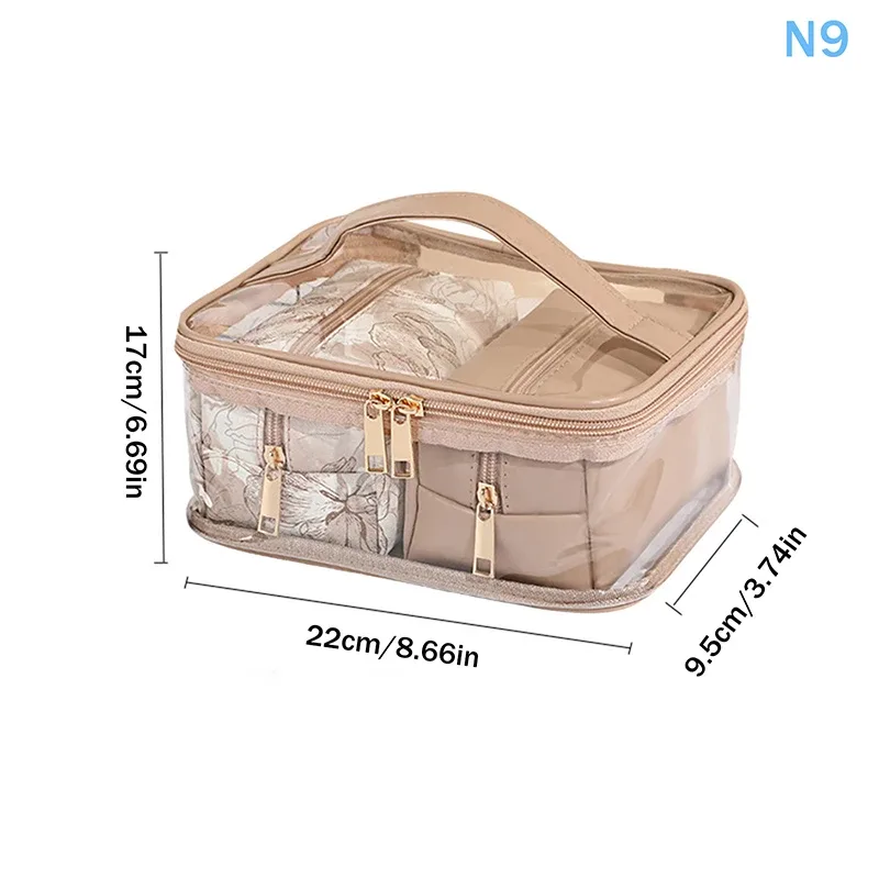 trousse de toilette transparente à imprimé floral, lot de 3, grande capacité, pochette de rangement pour maquillage portable pour femmes, voyage