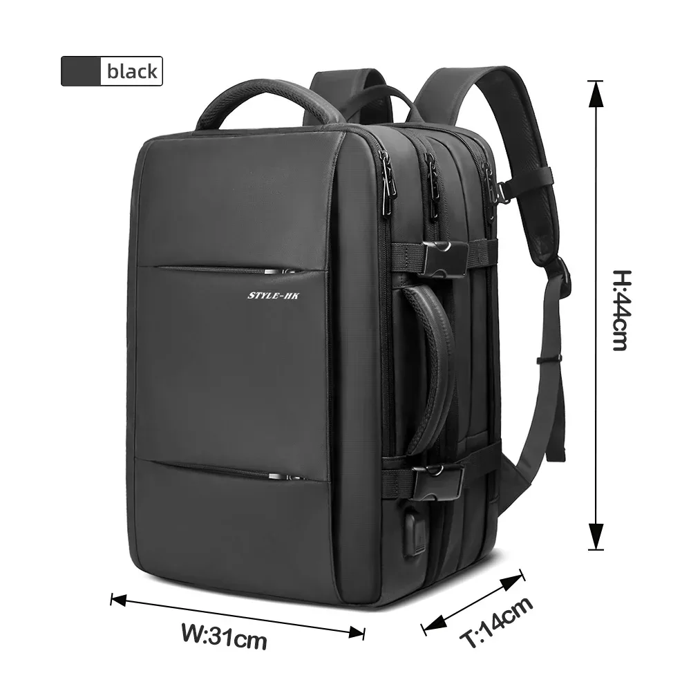 hcankcan-sac à dos extensible pour homme, sac pour ordinateur portable étanche, sac de voyage de randonnée, sac à dos d'affaires, sac à dos décontracté, grande capacité, 15.6 po