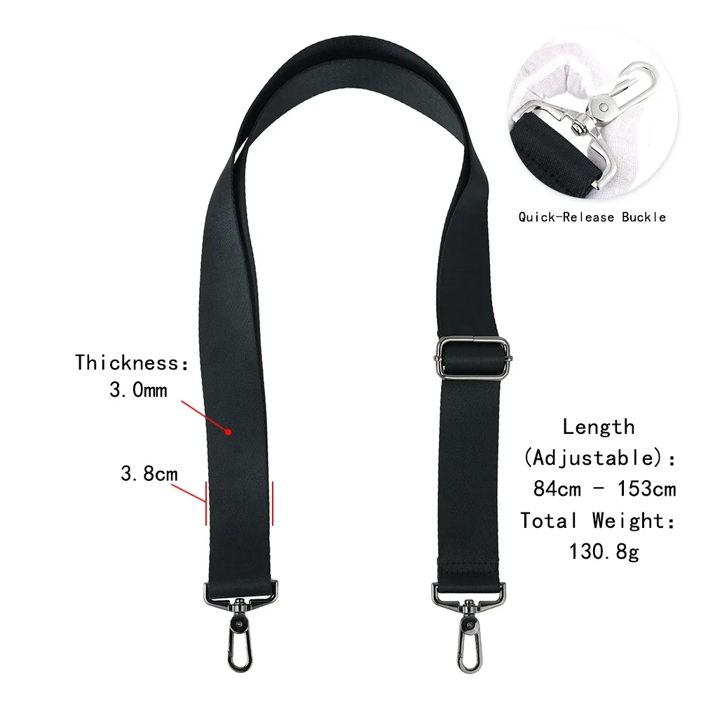 sangle de sac à bandoulière en nylon pour porte-documents pour hommes, sangle de remplacement réglable, accessoires de sac noir pour femmes