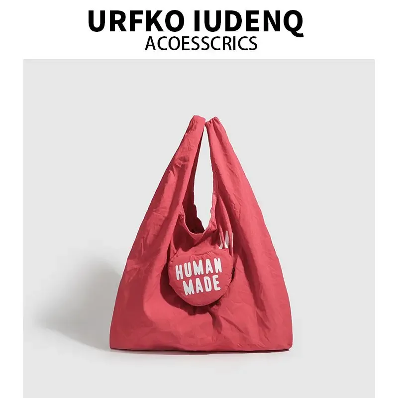 sac de rangement human made 2026 pour hommes et femmes, sac fourre-tout pliable imprimé love, sac de courses portable et imperméable pour usage quotidien