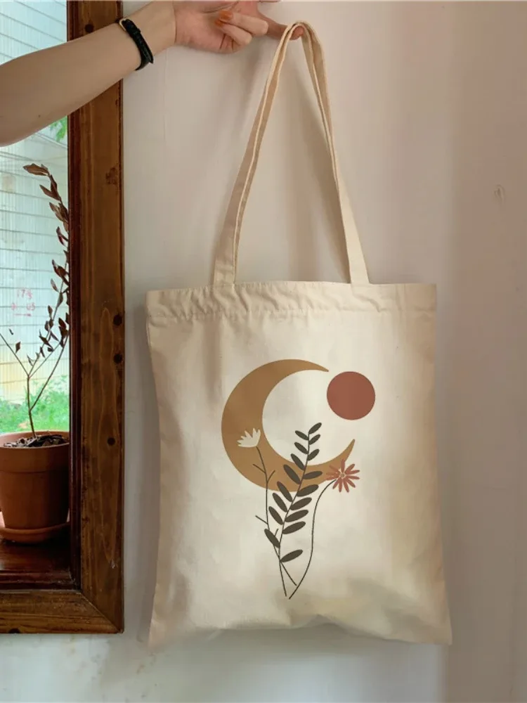 sac fourre-tout en toile esthétique de plantes boho rétro pour dames, sacs initiés à la mode, sac de livre étudiant de grande capacité, sac à main fleur harajuku