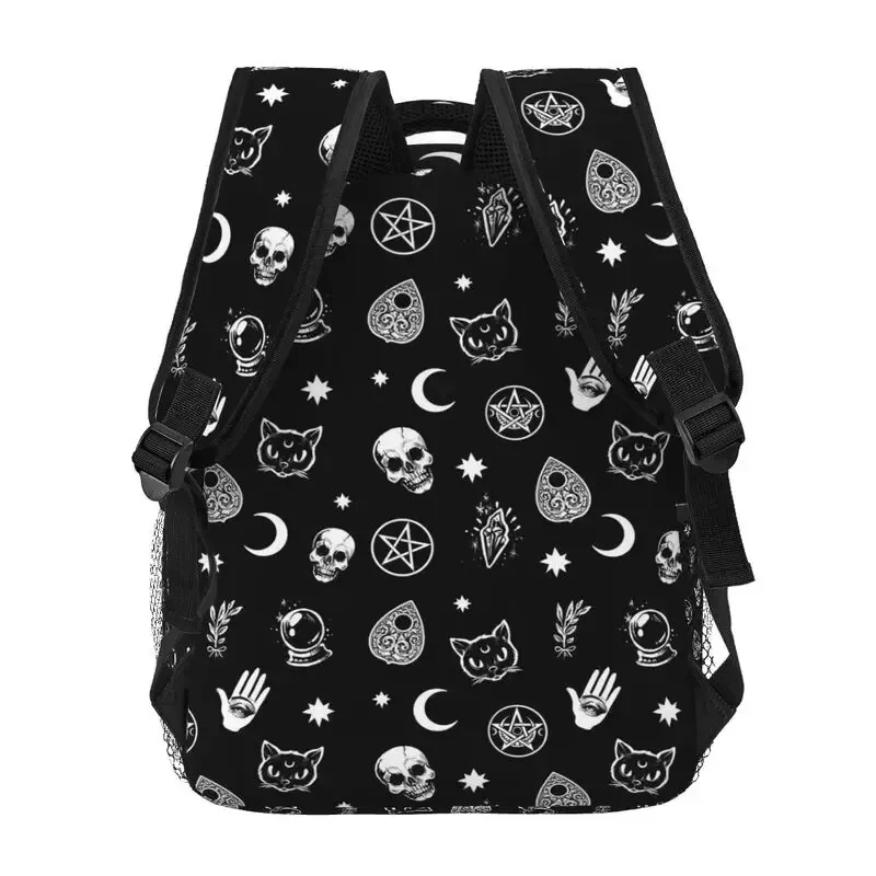 noir sorcière crâne lune divination sacs à dos école livre sacs étanche étudiant sac à dos pour ordinateur portable décontracté voyage sport sacs à dos