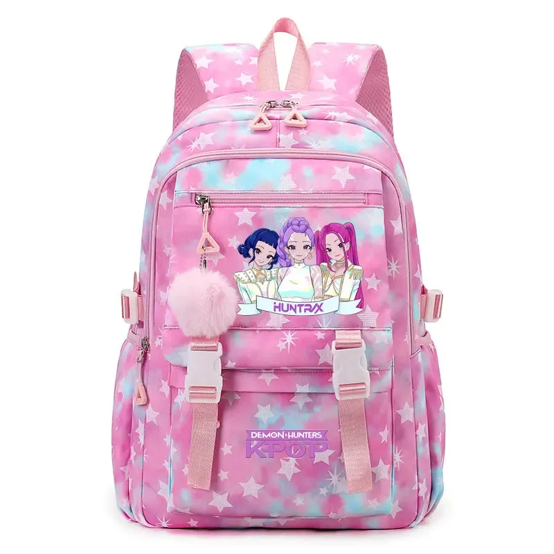 sac à dos d'étudiant imprimé kpop demon hunters, cartable de grande capacité pour adolescents, sac à dos de voyage pour ordinateur portable pour femmes