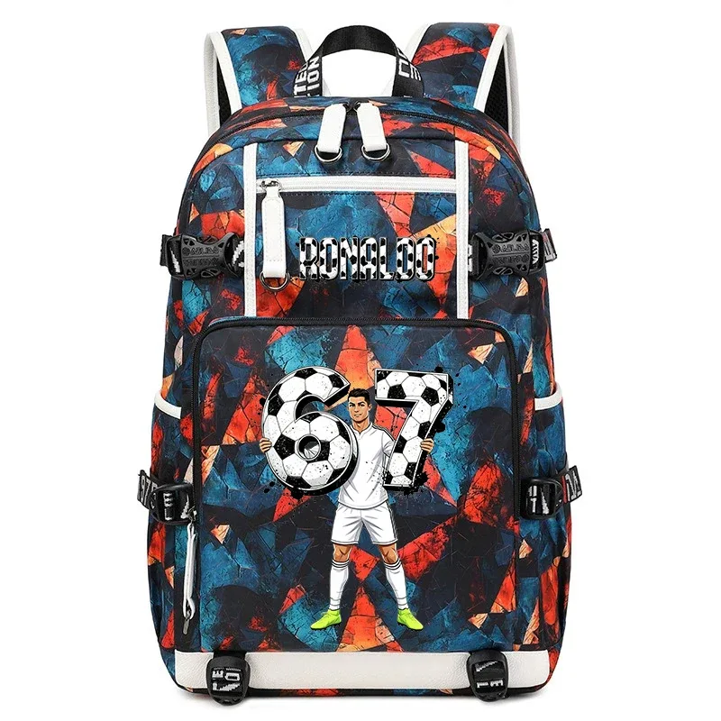 cr7 ronaldo 67 sac à dos imprimé de grande capacité pour étudiants, adolescents, enfants, sac à dos de voyage pour l'école