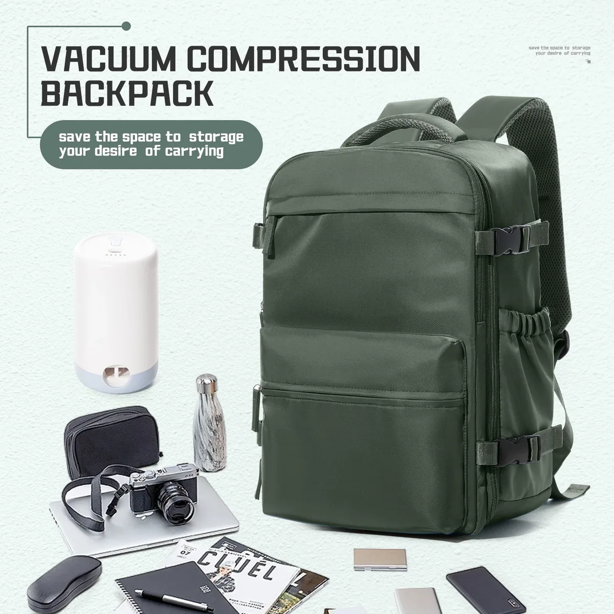 sac à dos de compression sous vide d'air, sac à dos pour ordinateur portable professionnel, sac à dos de voyage sous vide antivol de grande capacité pour femmes et hommes, randonnée
