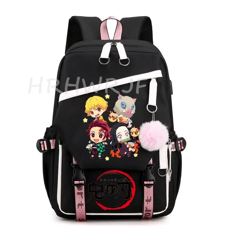 sacs à dos demon slayer nezuko kamado, grande capacité, pour voyage, décontractés, pour garçons, adolescents, patchwork, pour ordinateur portable, sacs d'école légers, mochilas