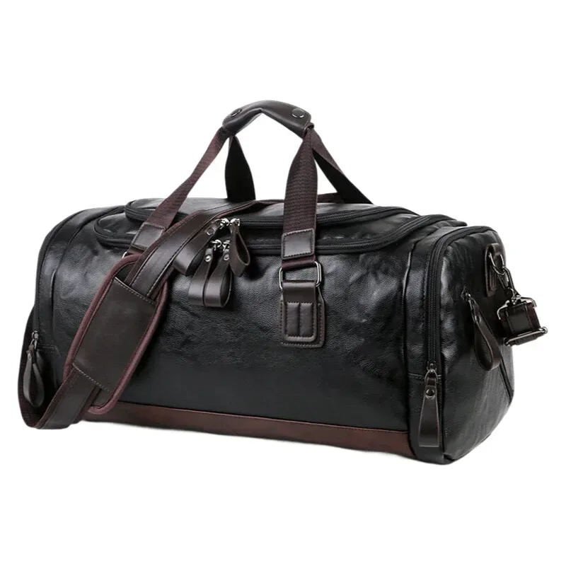 sac de voyage en cuir véritable fendu pour hommes – sac polochon de sport résistant à l'eau de grande capacité pour voyage d'affaires et sport